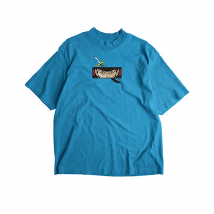 Anime Hawk Eyes Embroidered T-Shirt – Premium Swordsman Embroidery T Shirts