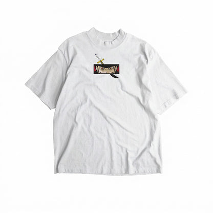Anime Hawk Eyes Embroidered T-Shirt – Premium Swordsman Embroidery T Shirts