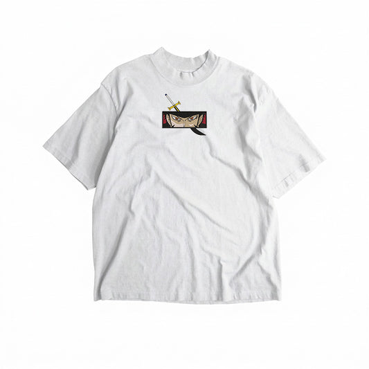 Anime Hawk Eyes Embroidered T-Shirt – Premium Swordsman Embroidery T Shirts