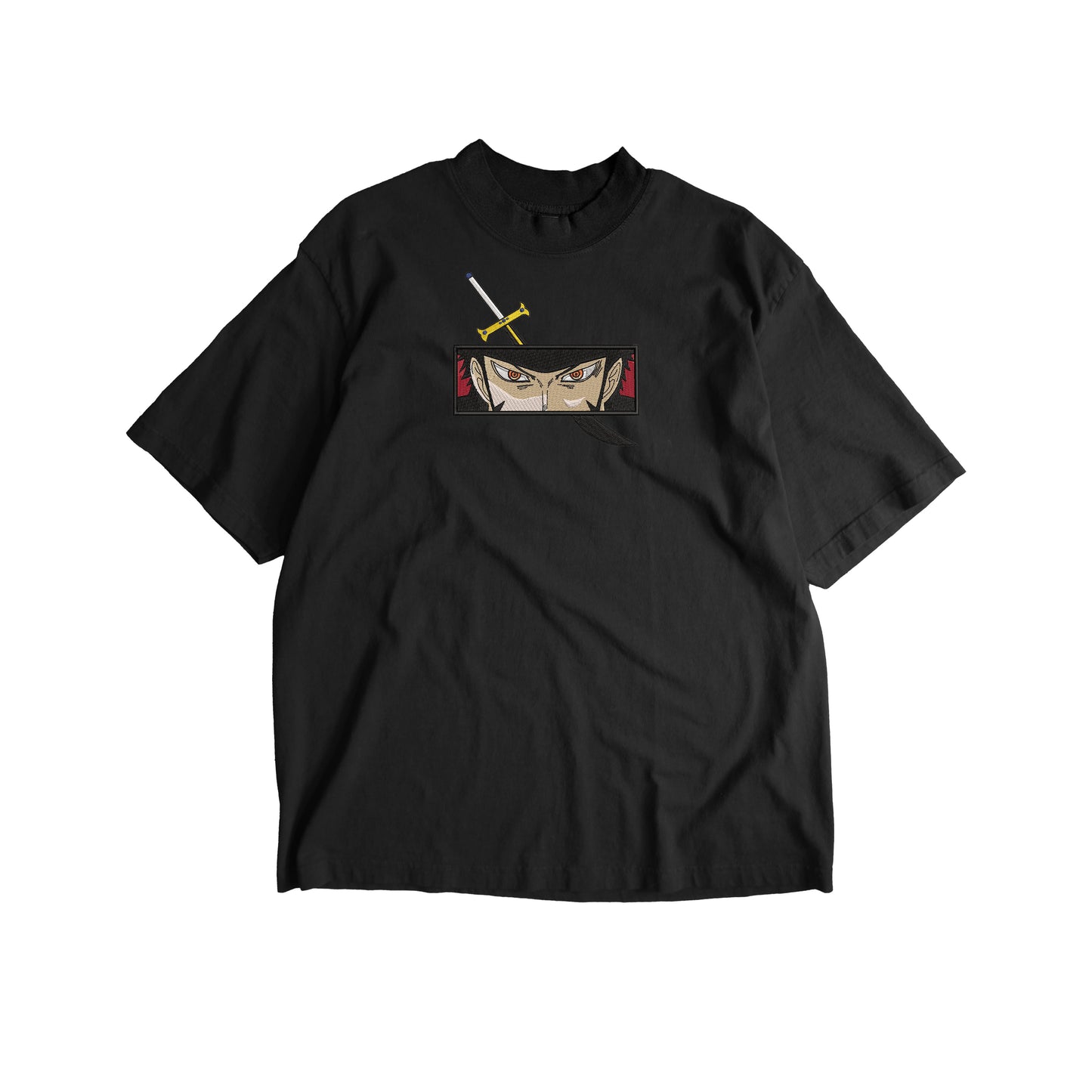 Anime Hawk Eyes Embroidered T-Shirt – Premium Swordsman Embroidery T Shirts