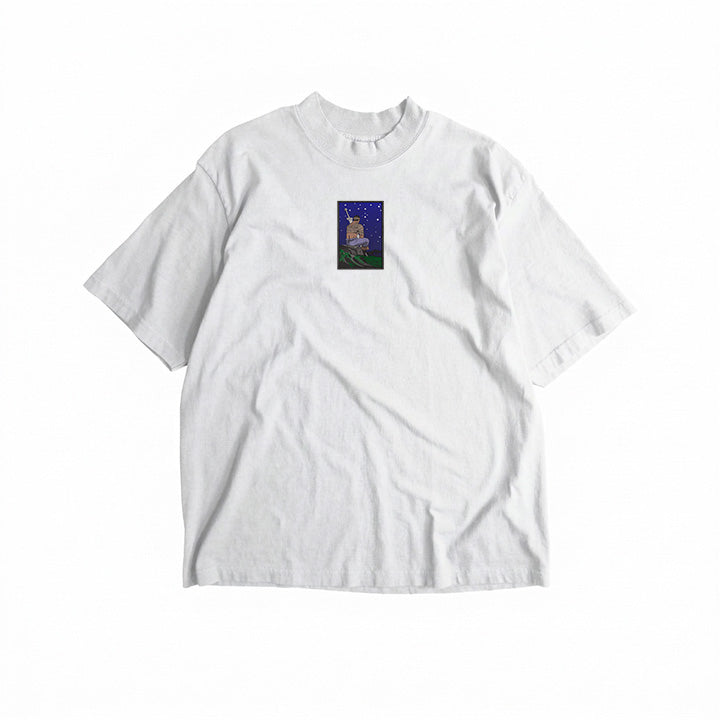 Anime Dark Swordsman Starry Night Embroidered T-Shirt – Premium Anime Embroidery Streetwear India