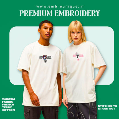 Spider-Man & Spider-Gwen Embroidered Couple T-Shirts | Premium Cotton Marvel Tee