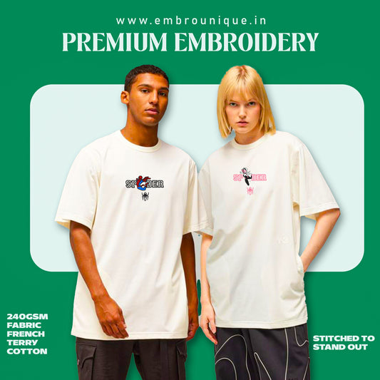 Spider-Man & Spider-Gwen Embroidered Couple T-Shirts | Premium Cotton Marvel Tee