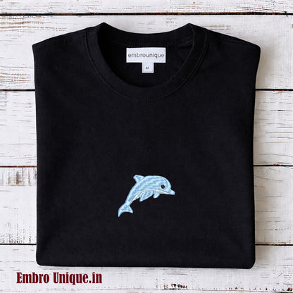 Embroidery Dolphin T Shirt