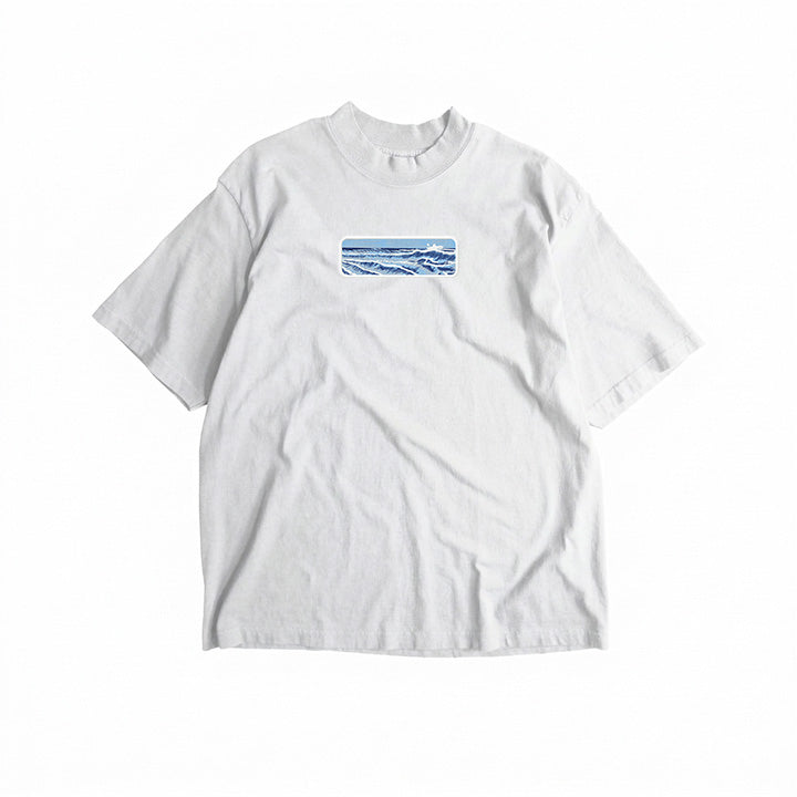Japanese Waves Embroidered T-Shirt – Premium Ocean Wave Embroidery Tee