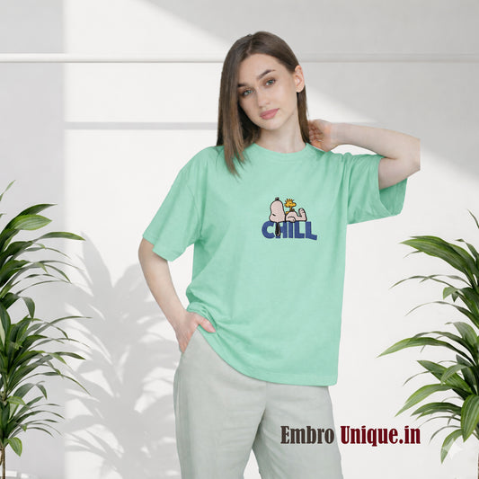 Snoopy Peanuts with Chill Embroidered T Shirt