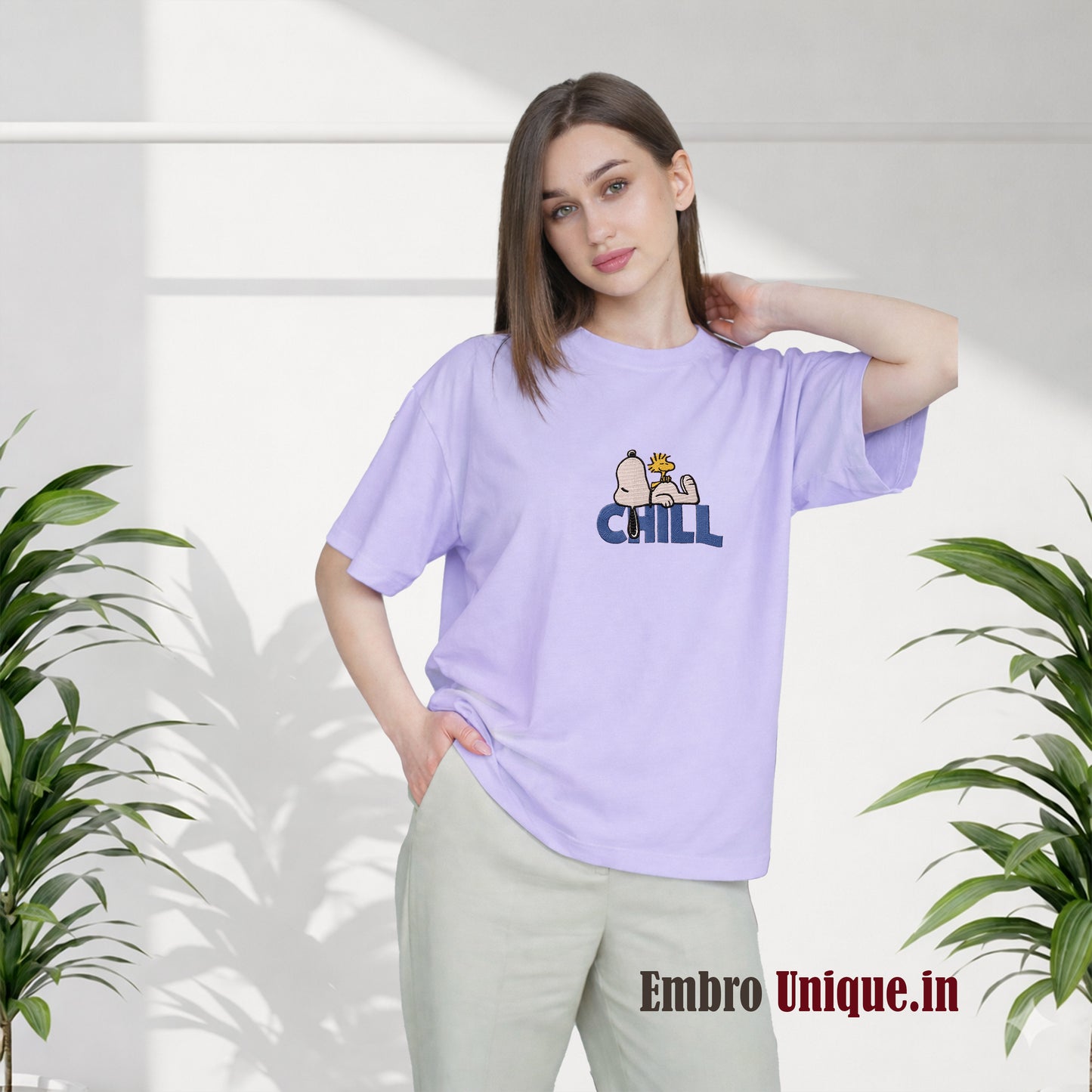 Snoopy Peanuts with Chill Embroidered T Shirt