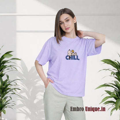 Snoopy Peanuts with Chill Embroidered T Shirt