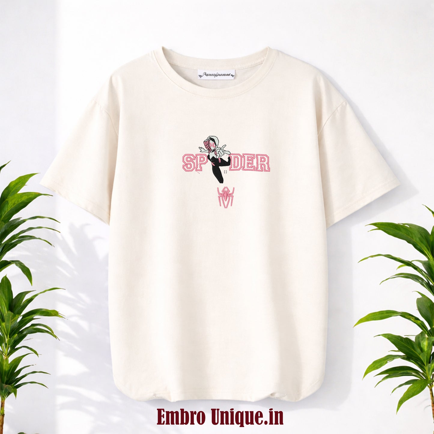 Marvel Spider-Gwen Embroidered T-Shirt for Girls | Premium Oversized Cotton Tee