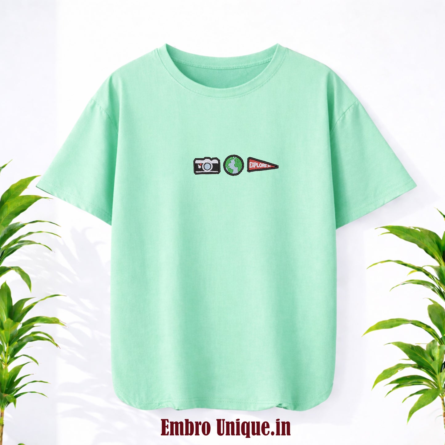 Vacation & Travel Essentials Icons Embroidery T Shirt