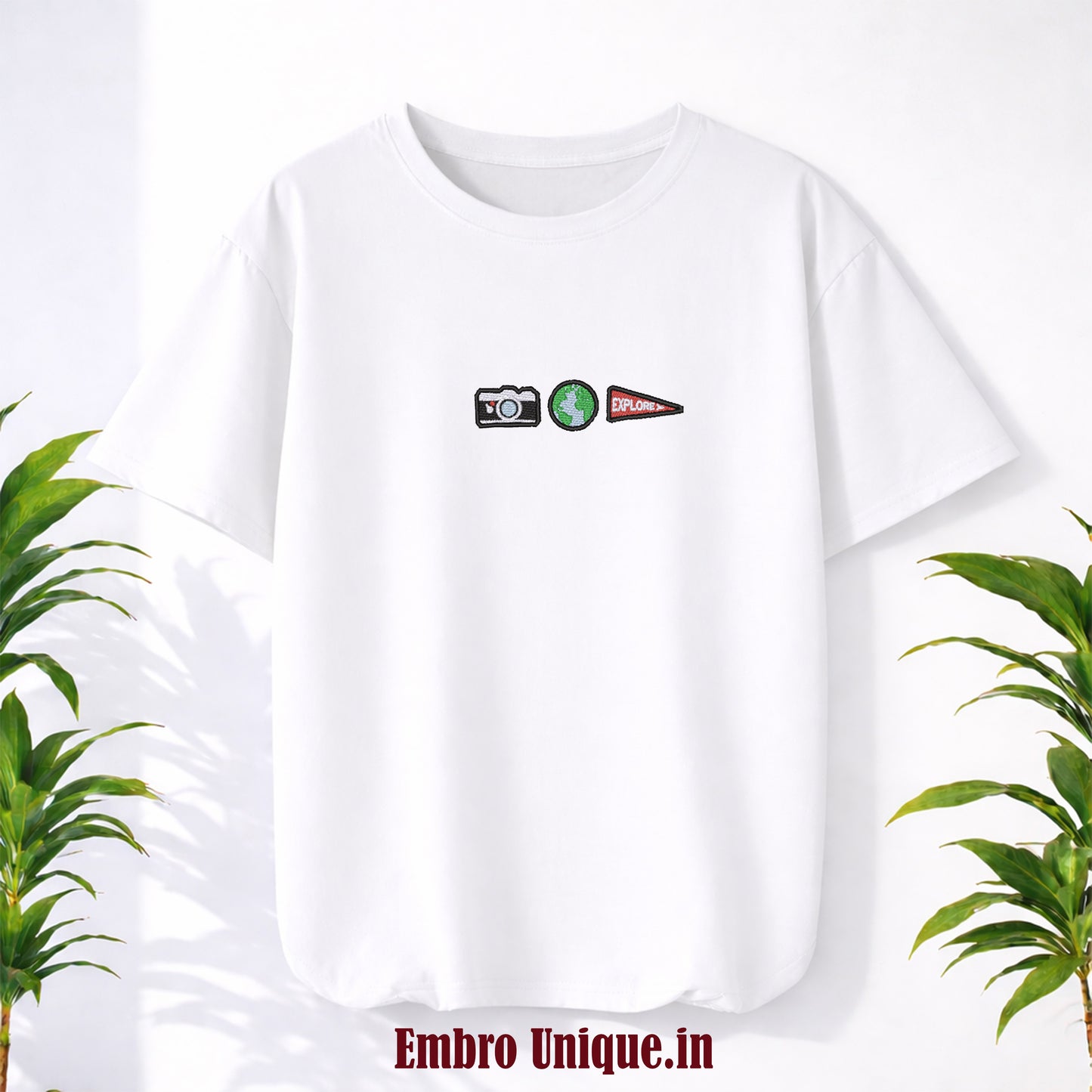 Vacation & Travel Essentials Icons Embroidery T Shirt