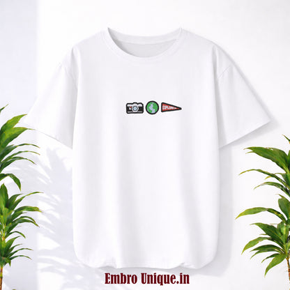 Vacation & Travel Essentials Icons Embroidery T Shirt