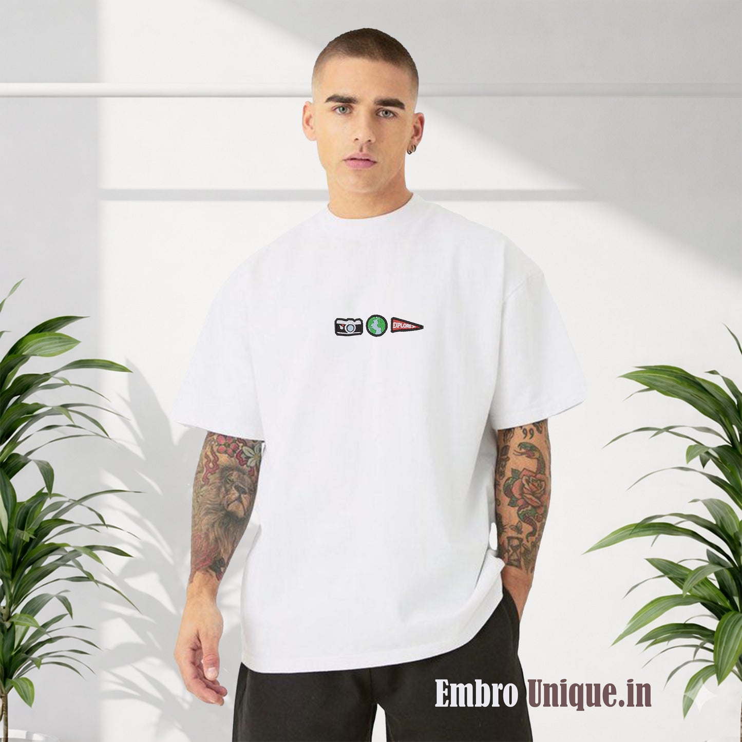 Vacation & Travel Essentials Icons Embroidery T Shirt