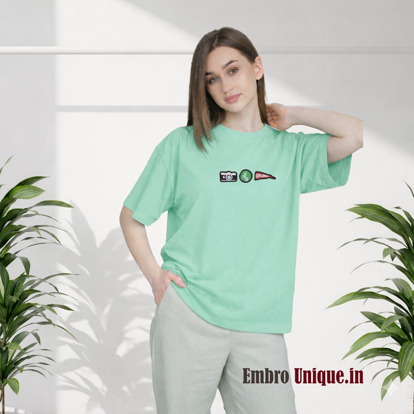 Vacation & Travel Essentials Icons Embroidery T Shirt