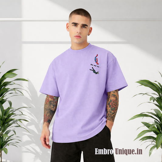 She Was My MJ Embroidery T-Shirt | Heavy GSM Oversized Tee